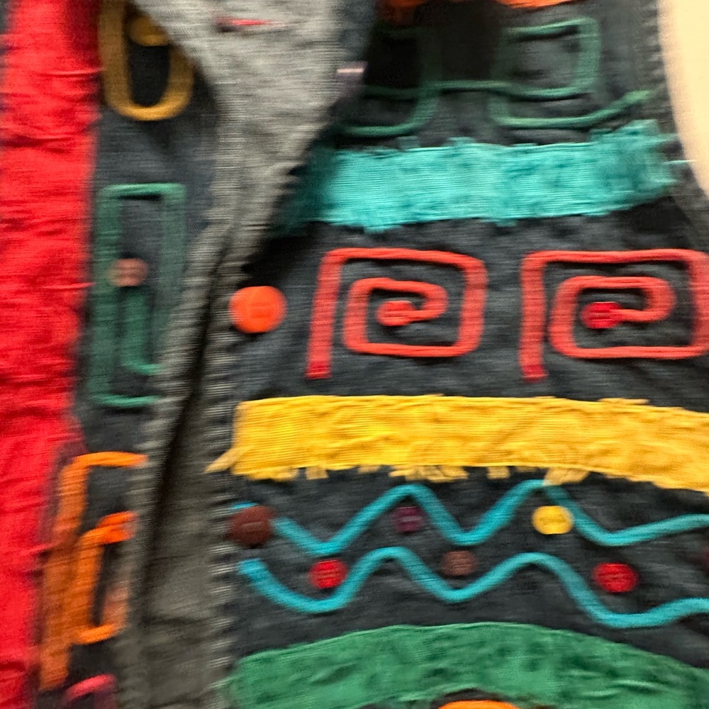 Vibrant Multicolor Denim Vest - Picture 8 of 9